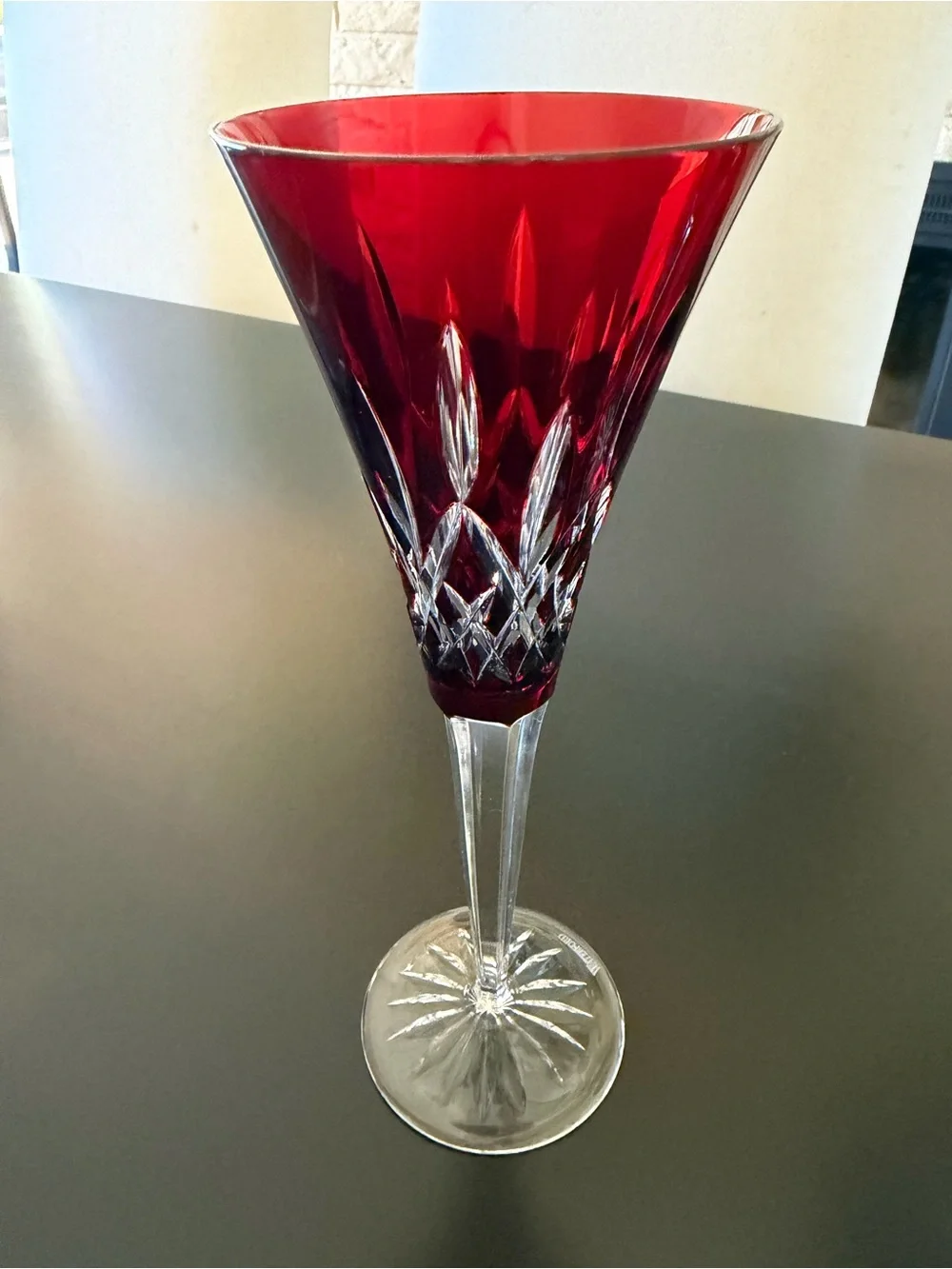 Waterford Rare Ruby Red Lismore Crystal Champagne Flutes